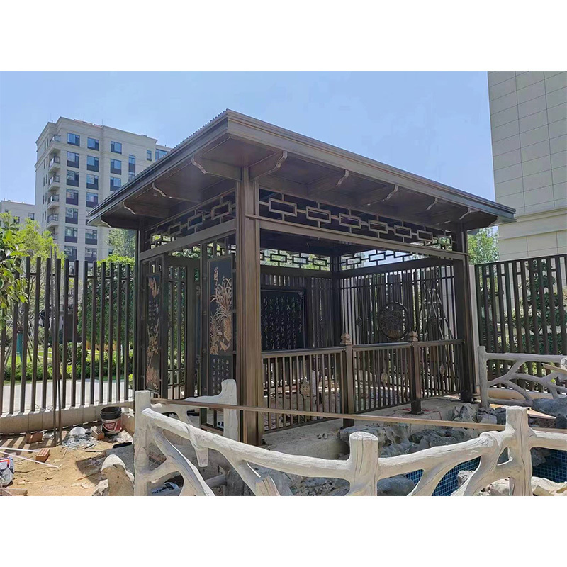 Factory ECO Friendly Motorized Gazebos Jardin Swimming Pool Gazebo Exterieur Garden Pergola with LED Lights