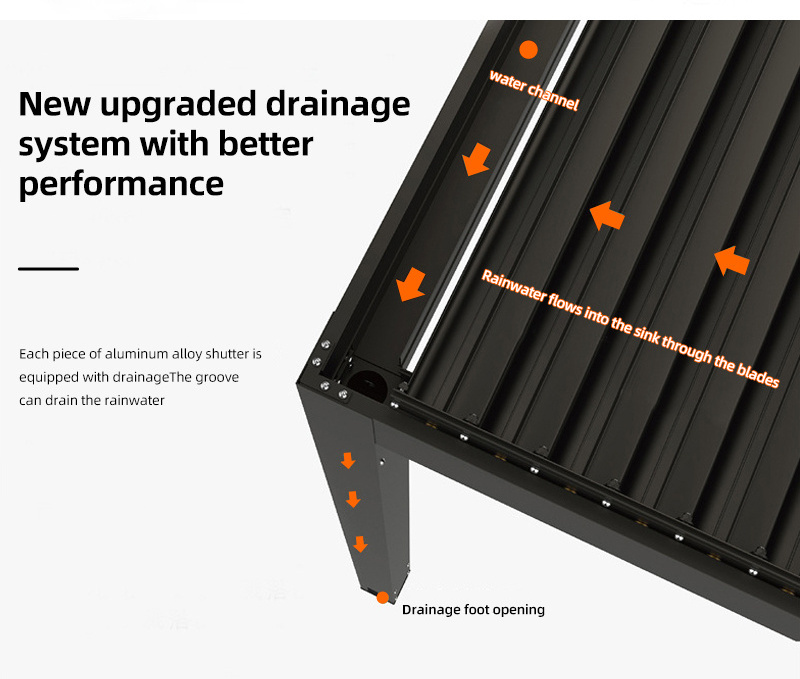 Factory Rodent Proof Fire Resistance Electric Gazebo Porch Exterior Aluminium Outdoor Pergola with Sliding Glass Door