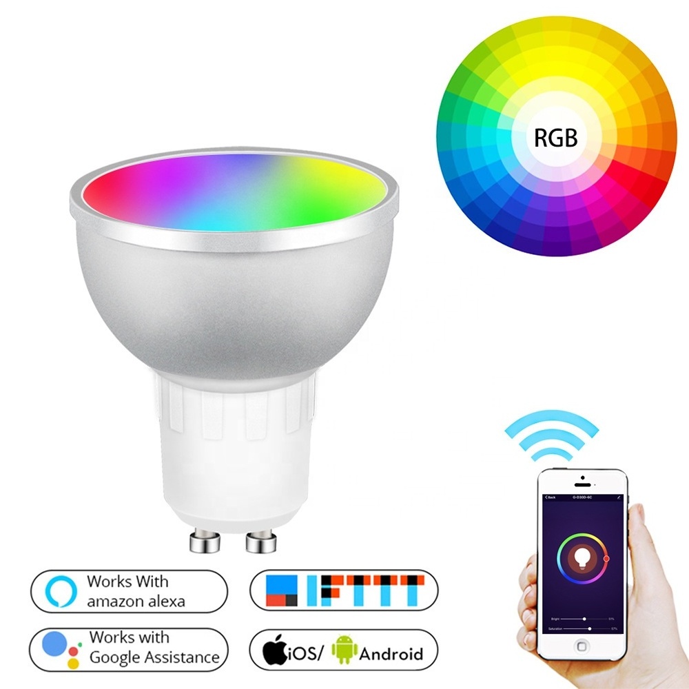 GU10 Smart Bulb WIFI Light RGB Colour Smart Bulb Edison WIFI With Remote 5W Home Smart IP WIFI Led Bulb 360 Degree