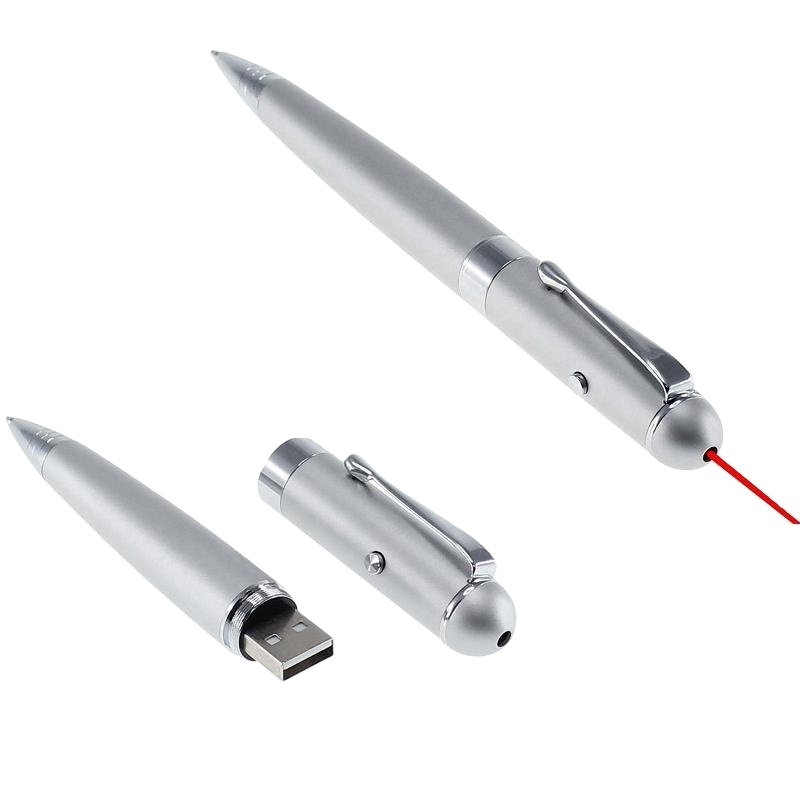 3 in 1 metal ballpoint pen with USB and red light laser pointer gift teacher pen