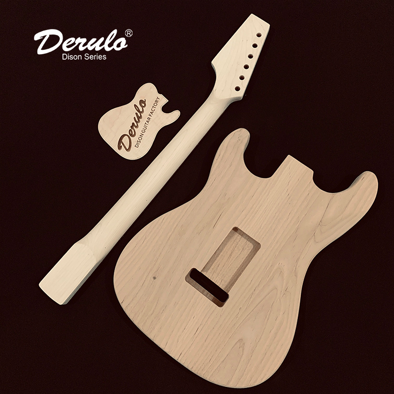 Derulo HighQuality Diy Electric Guitar Kit Unfinished Classic Alder Guitar Body ST type OEM Canada Maple/Rosewood Fretborad Neck