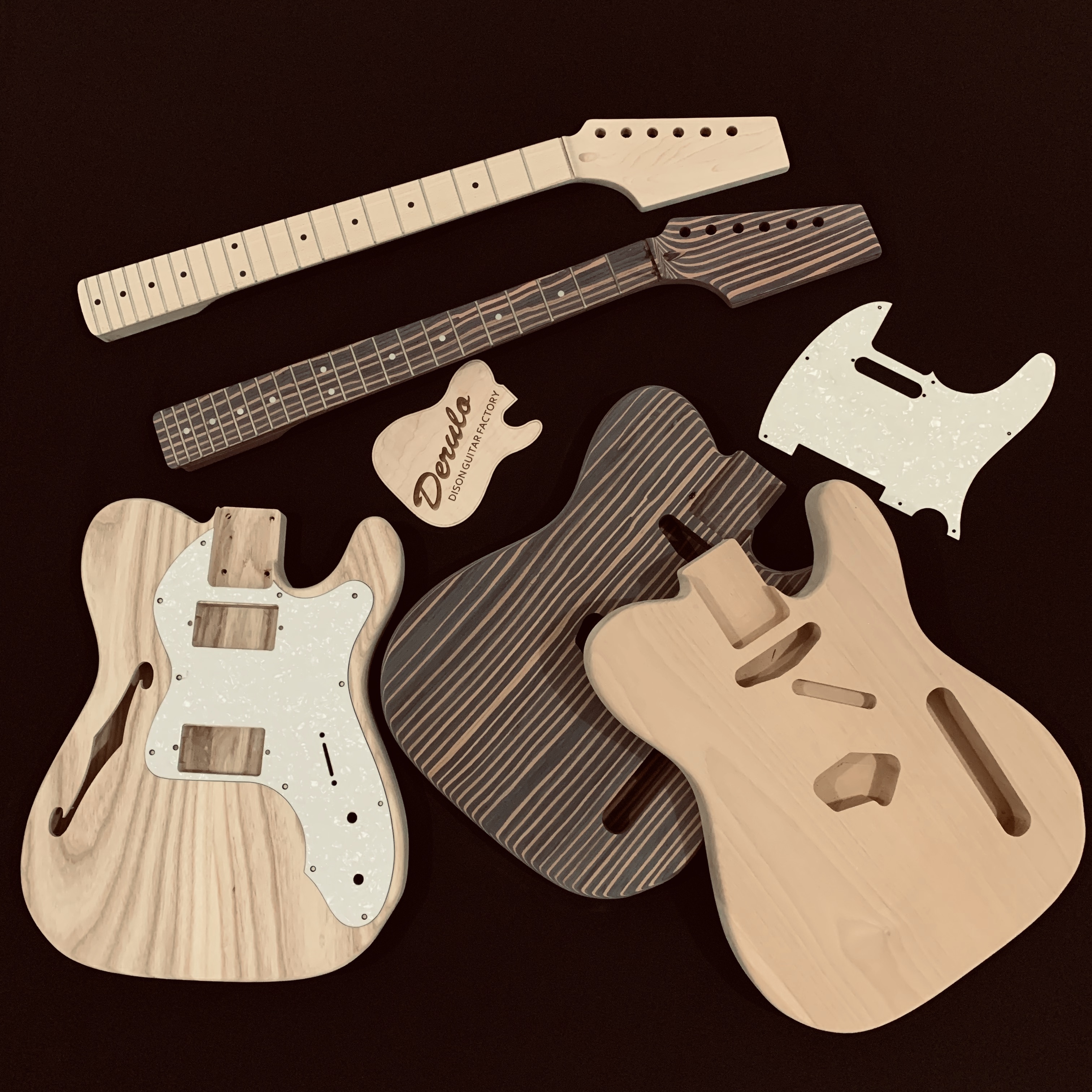 Derulo High Quality diy ElectricGuitar Kit Unfinished Classic Alder Guitar Body TL type OEM Canada Maple/Rosewood Fretborad Neck