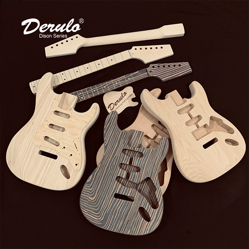 Derulo HighQuality Diy Electric Guitar Kit Unfinished Classic Alder Guitar Body ST type OEM Canada Maple/Rosewood Fretborad Neck