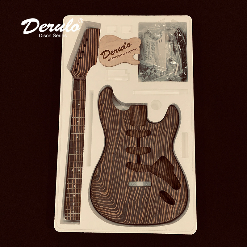 Derulo high quality diy electricguitar kit unfinished classic Alder guitar body ST type OEM Canada Maple/Rosewood Fretborad Neck