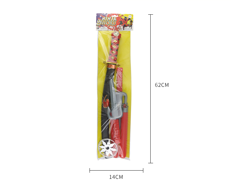 Most Popular Plastic Toy Samurai Sword With Red Nunchaku Darts Knife and Fork Weapon Play Set For Kids