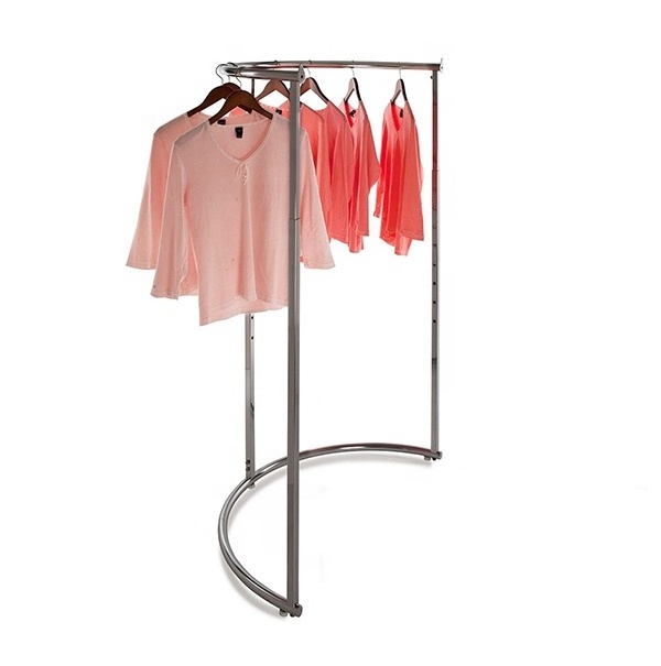 Wholesale Boutique Chrome Arc Round Clothing Metal Free Standing Clothing Rack Display Rack For Garment Store