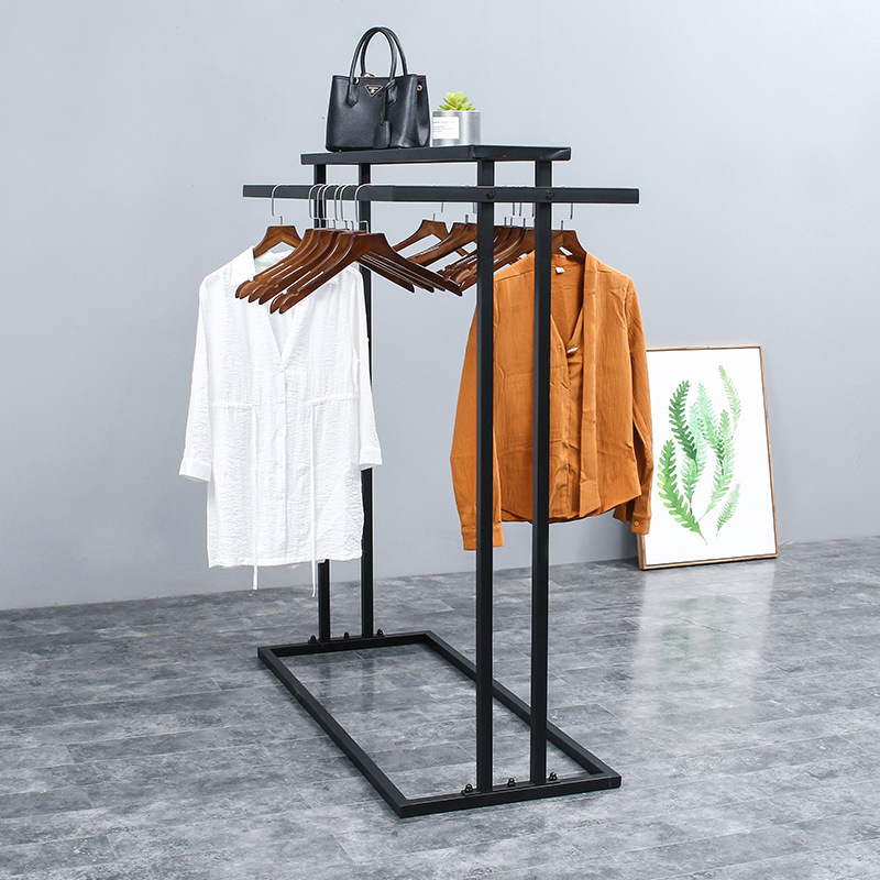 Minimal Art Design Double Side Clothing Display Clothes Gold Metal Display  Rack