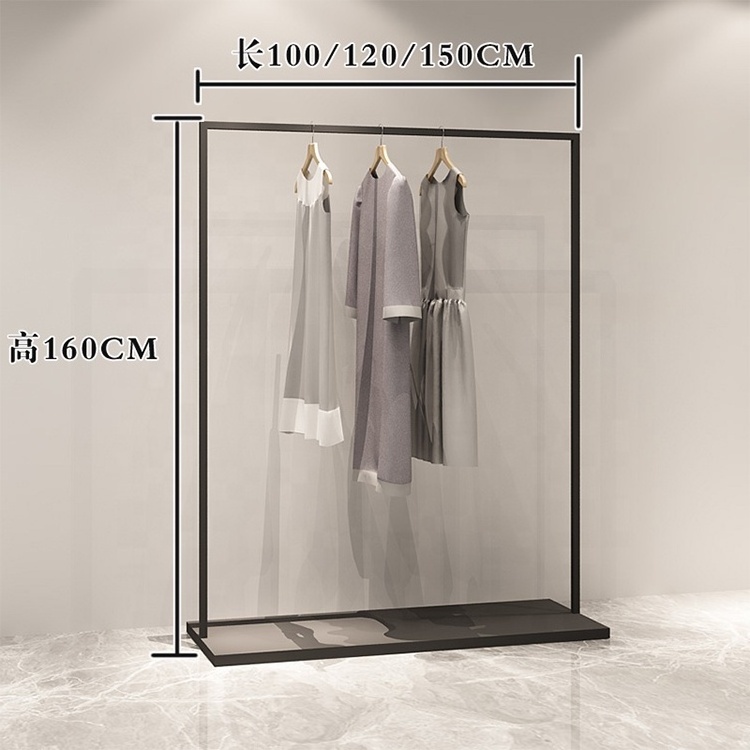 Wholesale simple baby shop heavy duty metal black powder coating garment stand hanging clothes display rack