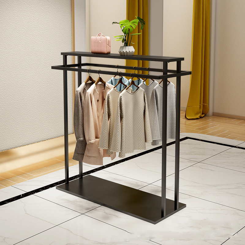 Minimal Art Design Double Side Clothing Display Clothes Gold Metal Display  Rack