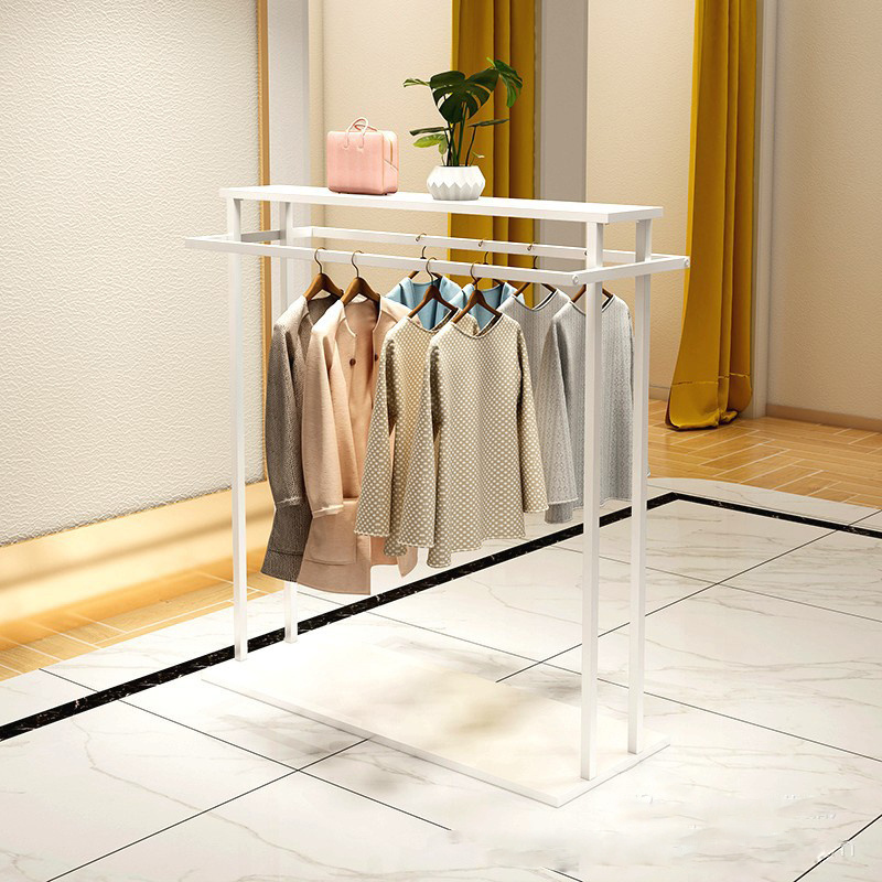 Minimal Art Design Double Side Clothing Display Clothes Gold Metal Display  Rack