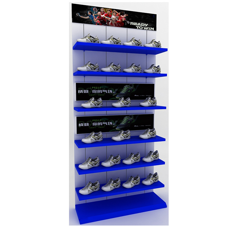 Metal Customized Multipurpose Wall Modern Brand Sport Shoes Store Rack Shoes Display Rack