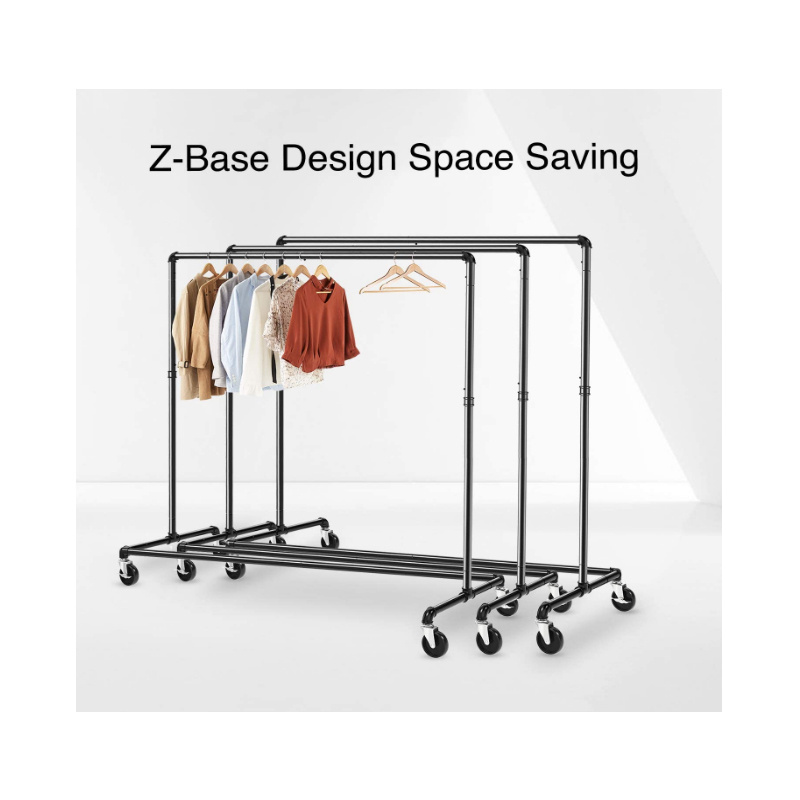 Commercial Grade  Steel Clothes Rack  Industrial Pipe Clothing Garment Rack on Wheels with Brakes