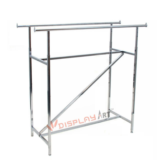 low price high quality extension-type double rail clothing display rack