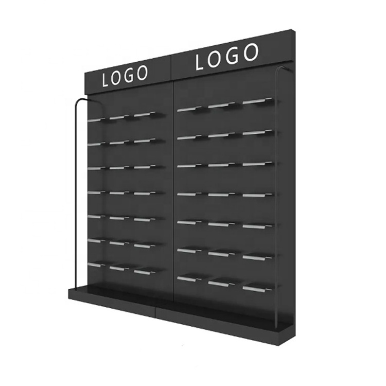 Modern fashion custom sports footwear brand logo steel frame black wall mounted shoe display for retail shop