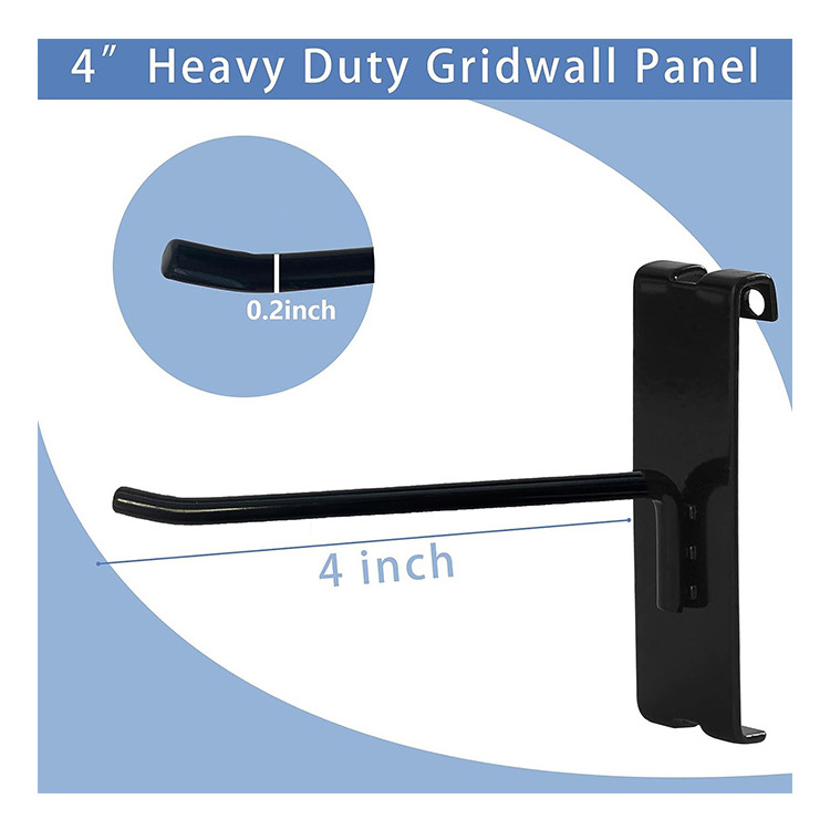 Factory 4'' Black Gridwall Hanging Hooks Display Hooks for Grid Wall