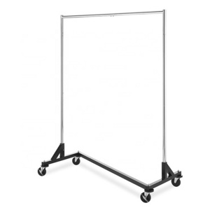 Adjustable  Height Rolling  Heavy Duty Single Rail Z Clothing Garment Rack  w/Lockable Castors for home and Store