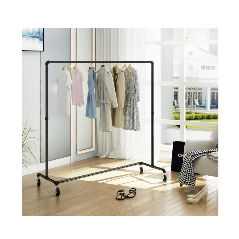 Commercial Grade  Steel Clothes Rack  Industrial Pipe Clothing Garment Rack on Wheels with Brakes