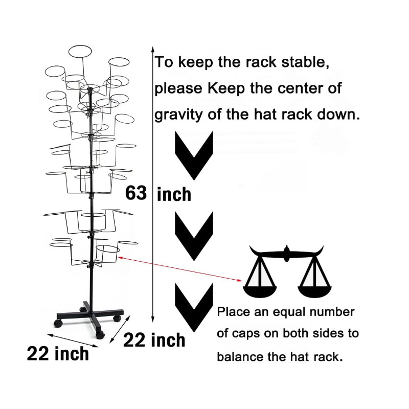 7 Tier Hat Rack Stand with 35 Hooks Rotating Hat Rack  Metal Freestanding Customizable Display Stand Large  Hat Hanger Rack