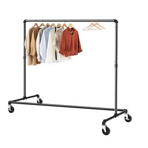 Commercial Grade  Steel Clothes Rack  Industrial Pipe Clothing Garment Rack on Wheels with Brakes