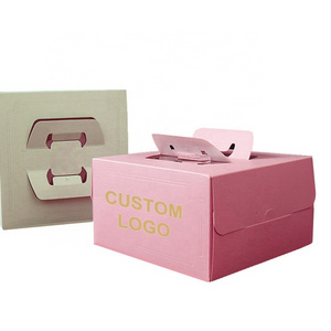 Hot Sale 30cm X 30cm Custom Cup Bento Christmas Corrugated Board Folding Paper Cake Box With Handle