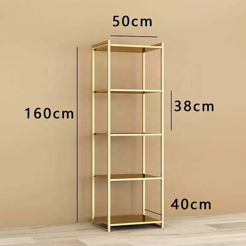 Multi-layer Shop Furniture Metal Display Stand Best Selling Glossy Stainless Steel Gold Shoe Bag Display Rack Display Shelf