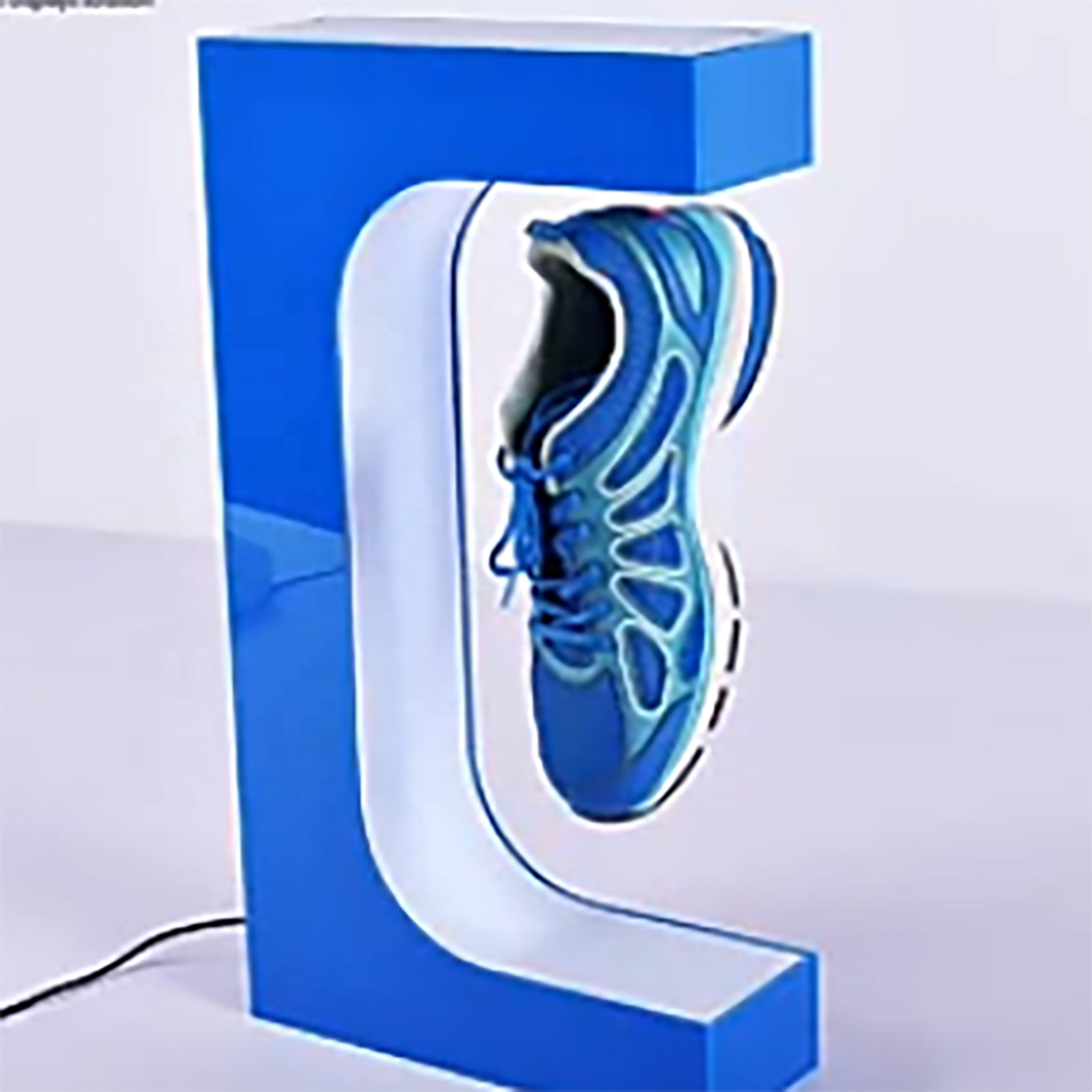 Levitating Rotating Sneakers Display Stand Custom High Quality Racks Shoe Magnetic Floating Display Shelf With LED Light