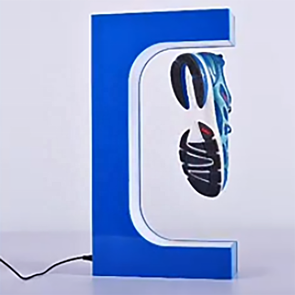 Levitating Rotating Sneakers Display Stand Custom High Quality Racks Shoe Magnetic Floating Display Shelf With LED Light