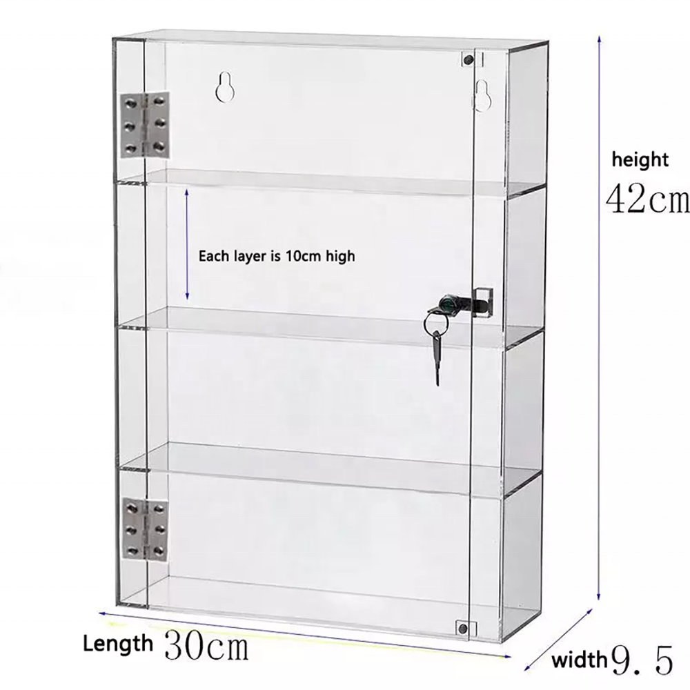 Custom Locking Acrylic Display Cabinet Locking Acrylic Showcase Clear Acrylic Display Case With Lock