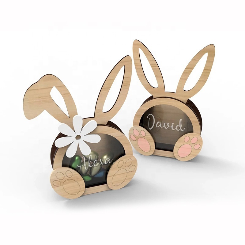 Wooden Bunny Dog Penguin Koala Animal Money Boxes Chocolate Candy Eggs Box Mini Easter Egg Chocolate Box Crate