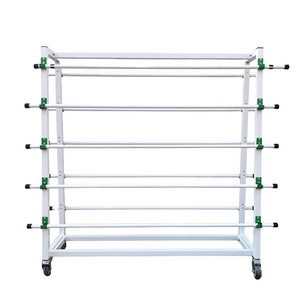 High Quality white Double Sided racks display Hanging Textile Pipe Fabric Roll Floor Stand Rug Display Racks