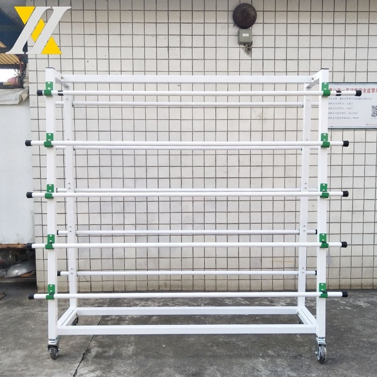 High Quality white Double Sided racks display Hanging Textile Pipe Fabric Roll Floor Stand Rug Display Racks