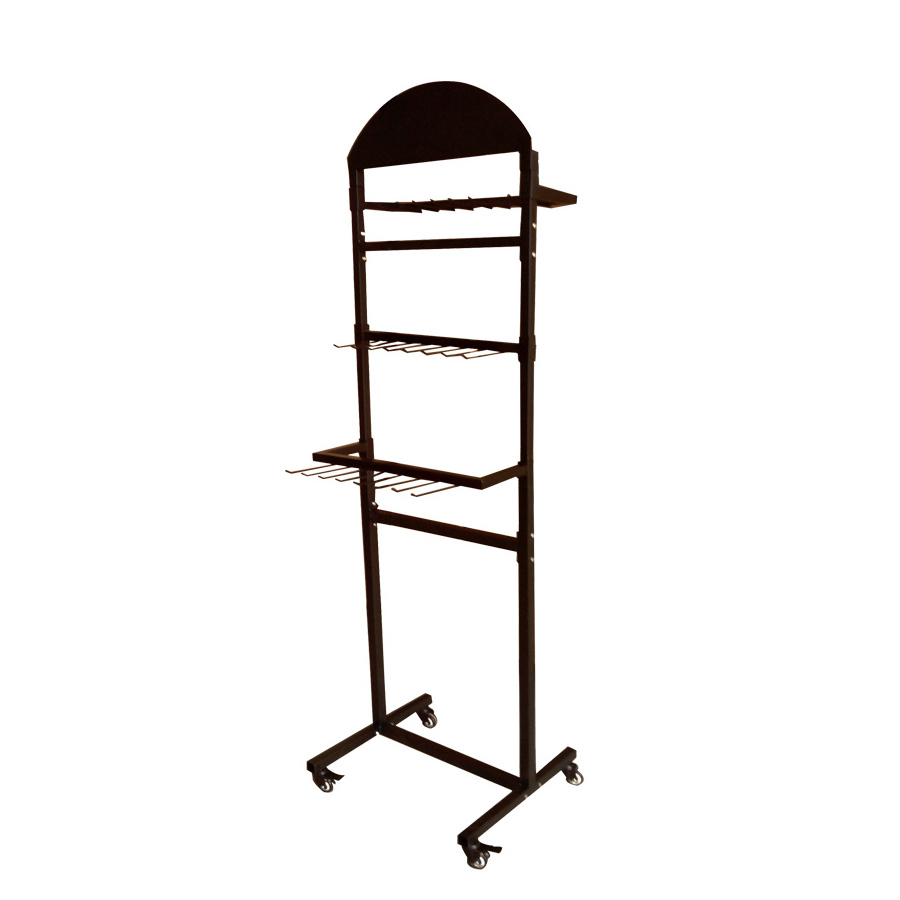 Free Standing Rolling Rack 2 Sides Cross Bar Hanging Leather Belts Underwear Scarf Display Stand