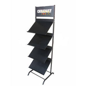 Hot sale 4 tier portrait metal floor stand A3 literature display rack