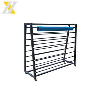 Store Commercial Free Standing Display Racks For Shops Hanging Rug Carpet Rolling Metal Display Racks