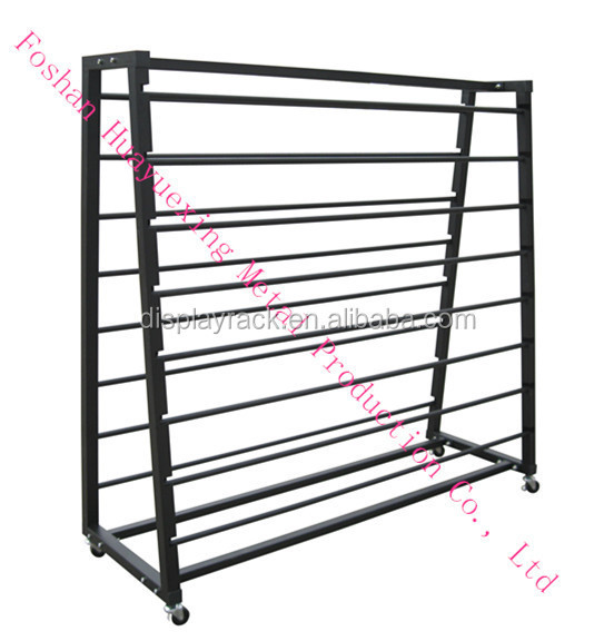 A-frame double-sided metal curtain display rack/fabric roll shop fitting