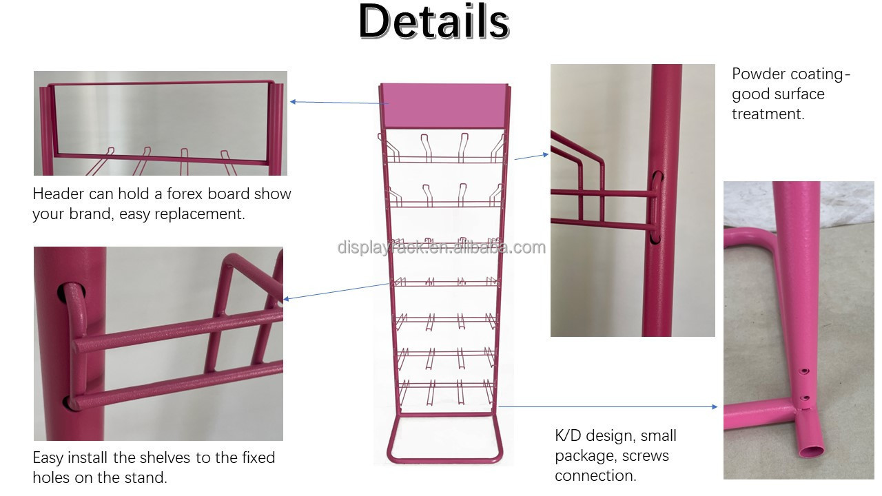 Floor Wire Hook Display Stands for Hanging Items/custom Display Racks Custom Retail Metal Shop Customized Candy Rack Permanent