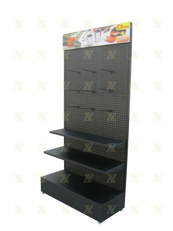 Custom Metal Perforated Hook Electrical Tools Display Rack Hardware Shops Power Tool Pegboard Stand