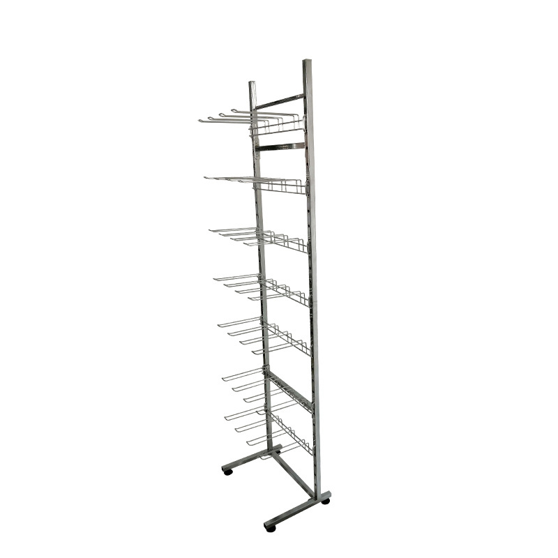 Best Selling Hat Socks Floor Standing Display Stand Retail Store Grid Metal Wire Display Racks With Hooks