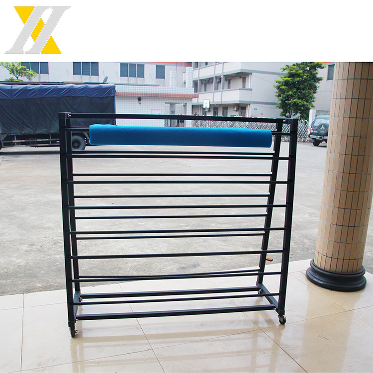 Store Commercial Free Standing Display Racks For Shops Hanging Rug Carpet Rolling Metal Display Racks