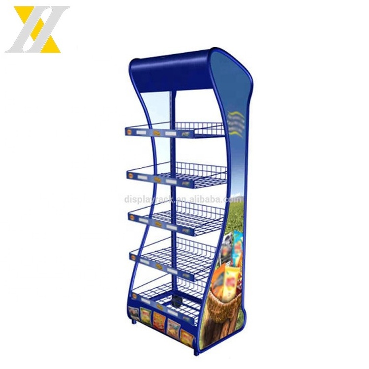 Wire Adjustable Shelf Racks Display Portable Supermarket Display Rack Potato Chip Snack Metal Retail Store Display Racks