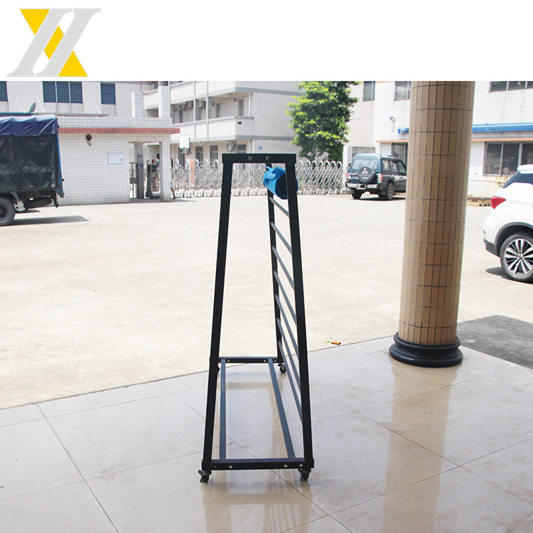 Store Commercial Free Standing Display Racks For Shops Hanging Rug Carpet Rolling Metal Display Racks