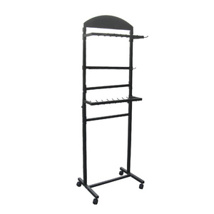 Free Standing Rolling Rack 2 Sides Cross Bar Hanging Leather Belts Underwear Scarf Display Stand