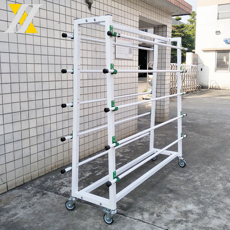 Customized Grocery Store White Heavy Duty Racks Double Side Metal For Textile Fabric Clothes Roll Fabric Display Rack