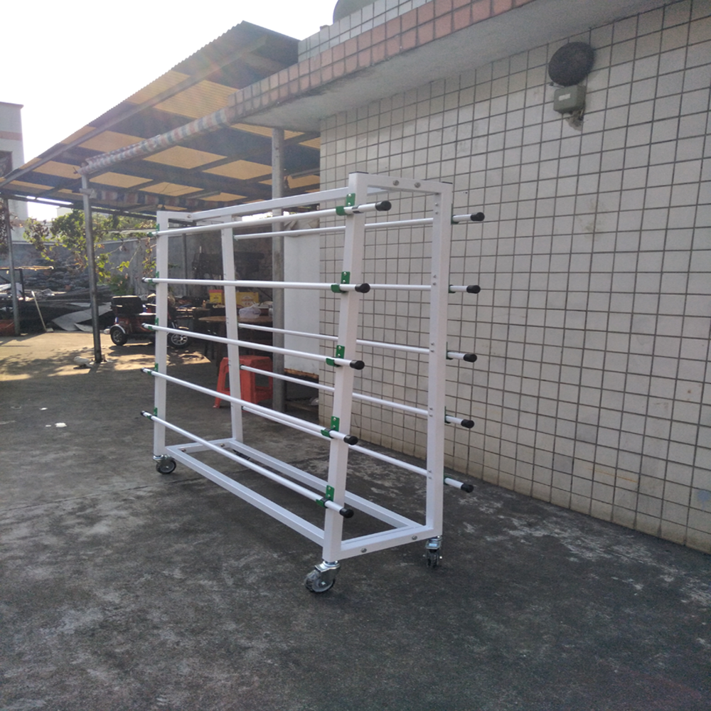 Customized Grocery Store White Heavy Duty Racks Double Side Metal For Textile Fabric Clothes Roll Fabric Display Rack