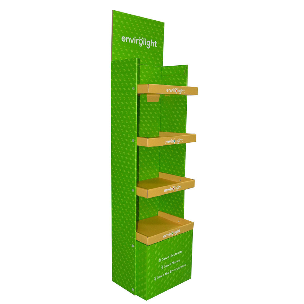 Custom Product Display Rack Folding Pop Up Paper Display Corrugated Floor Standing Cardboard Display Stand