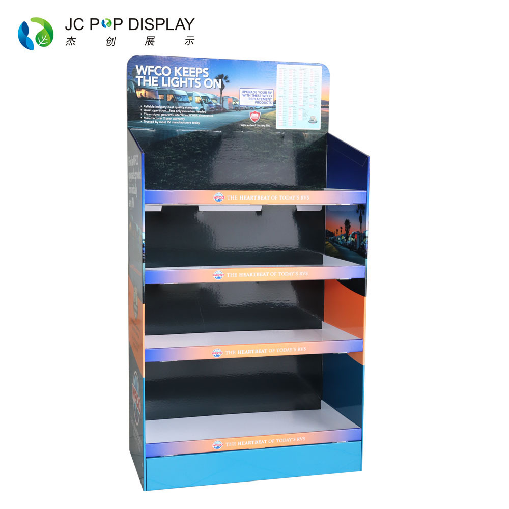 Custom Design Corrugated Cardboard Flooring Sports Shoe Display Rack Stand paper Supermarket Promotional Floor Display