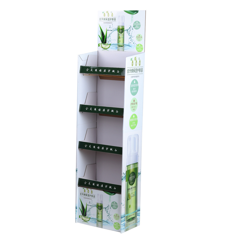 Recyclable Corrugated POP Wine Water Bottle Display Rack Cardboard Display Stand for Cosmetic