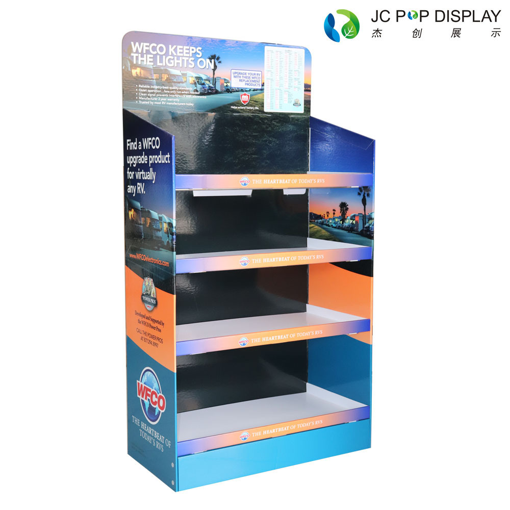 Custom Design Corrugated Cardboard Flooring Sports Shoe Display Rack Stand paper Supermarket Promotional Floor Display