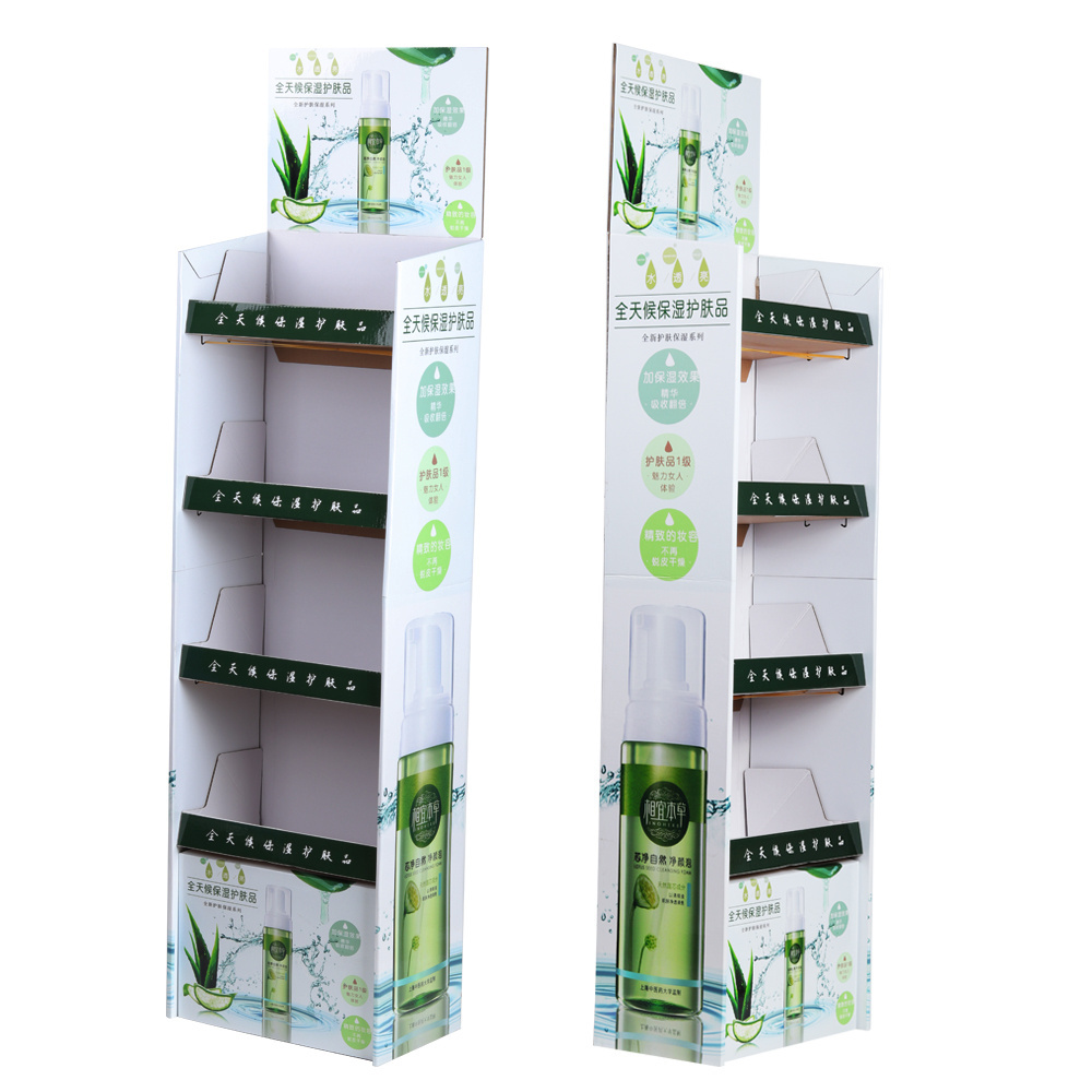 Recyclable Corrugated POP Wine Water Bottle Display Rack Cardboard Display Stand for Cosmetic