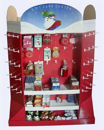 Massive craft paper cardboard hanging small retail socks display stand with hooks